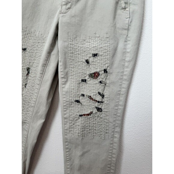 Anthropologie Womens Patchwork Relaxed Mid Rise Straight Leg Chino Pant Beige 28 - Picture 6 of 13
